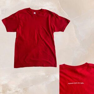 APPLE STORE Shirt Unisex Women's Red Mac Employee Short Sleeve Tee Blank M 2001